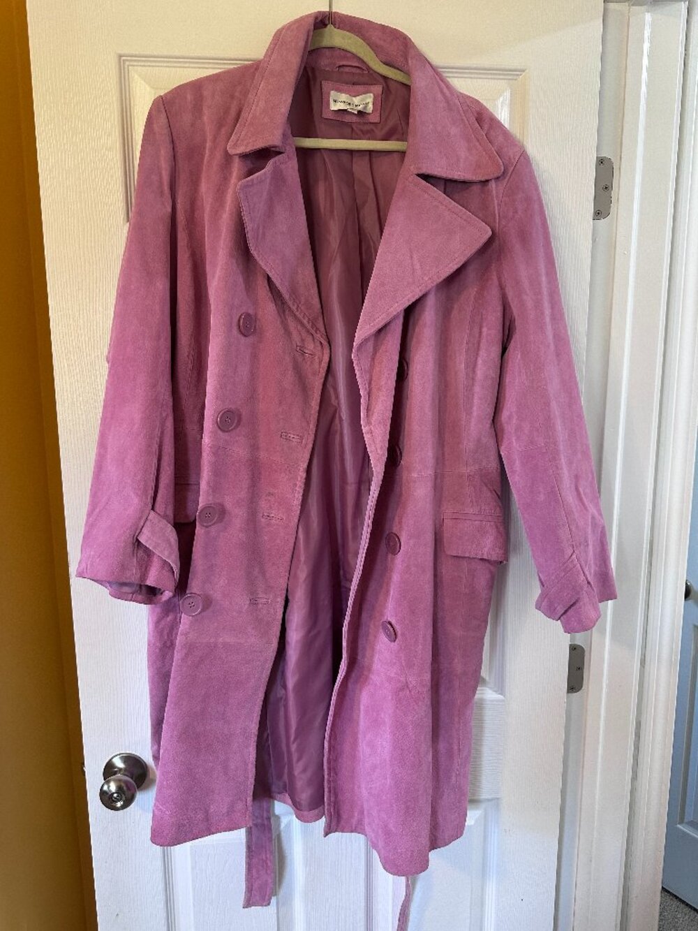 Vintage Newport News Leather Trench Coat Dusty Pink